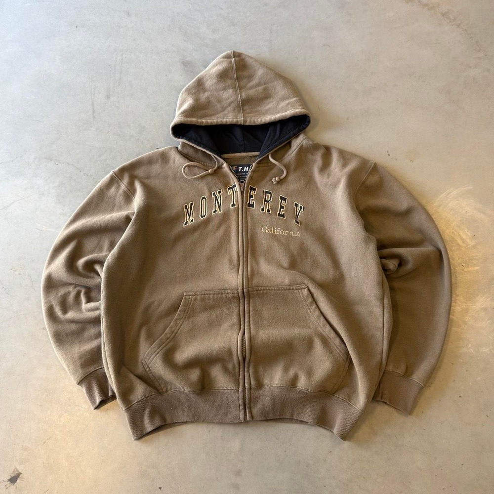 Vintage Olive green Monterey California zip up hoodie